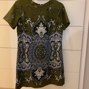 Green with white design dress